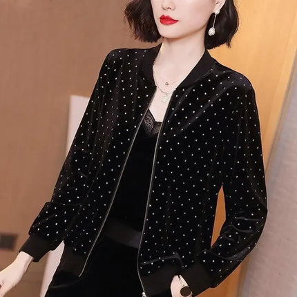 Women's Clothing Lantern Long Sleeve Polka Dot Geometric Plant&Flowers Printing Zipper Cardigan Spring Autumn Coats Casual Tops