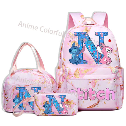 3pcs Disney Stitch Backpack Pencil Case Lunch Bag Set Students Fashion Schoolbag Pen Bag Bento Pouch Suit Anime School Supplies