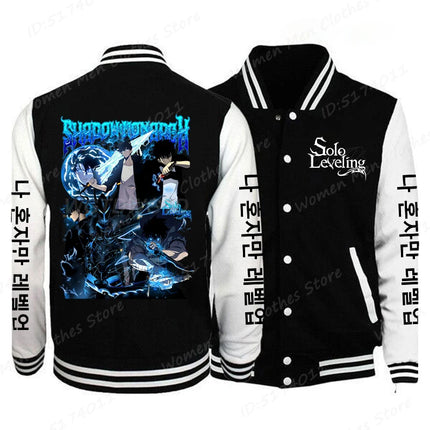 Solo Leveling Sung Jinwoo Print Baseball Jacket Men Women Fashion Street Style Coat Tops Anime Solo Leveling Anime Jacket