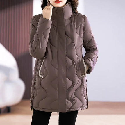 Winter Coat Women Fashion Down Cotton Hooded Jacket Casual Loose stand collar Solid Warm Thick Outwear Parka