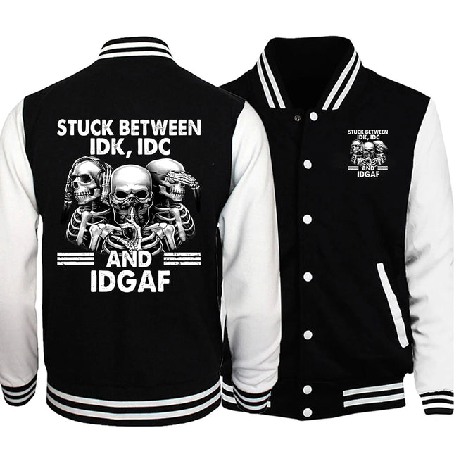 Trendy Skull Print Men Jackets Preppy Style Baseball Uniforms Casual S-5Xl High Street Preppy Style High Street Clothing