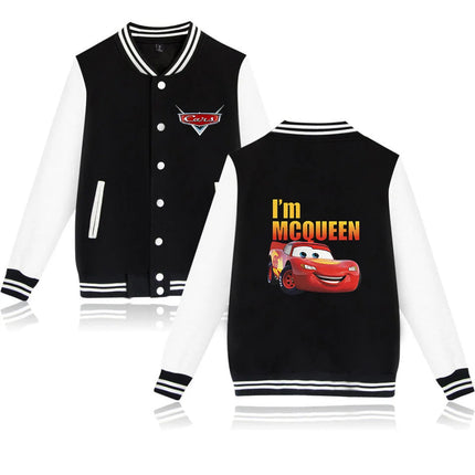 Cars Lightning McQueen Baseball College Jacket Oversized Men Clothes jacket Personality Street coats Anime Jackets Costume kid