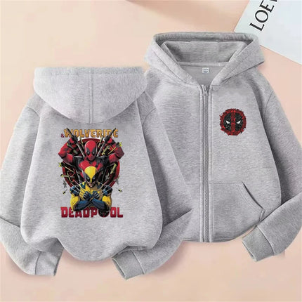 Deadpool & Wolverine Children Zipper cardigan Hoodies Girl Boy Kids Autumn Winter Clothing  Casual black Tops Sweatshirts