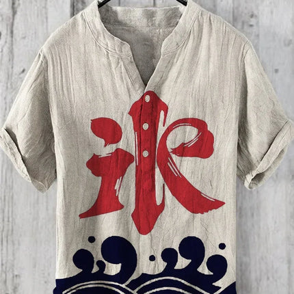 Henry Shirt - Men's new short sleeved casual T-shirt, Japanese style clothing top, casual digital print, sizes s to 5XL