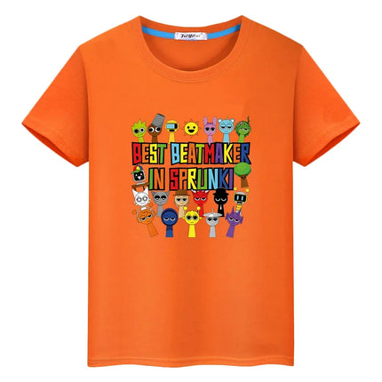Sprunki print anime Short Tops 100%Cotton Cute Tees Sprunki t shirt for kids boy 10year pride tshirt y2k one piece girls clothes