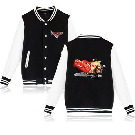 Cars Lightning McQueen Baseball College Jacket Oversized Men Clothes jacket Personality Street coats Anime Jackets Costume kid
