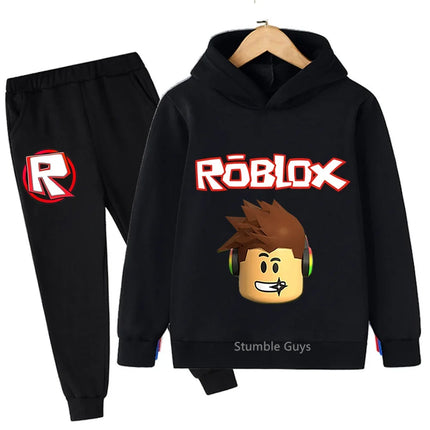 Spring Autumn Boys Clothes Girls Roblox Anime Hoodie Set 2-Piece Kids Fashion Casual Sweatshirt