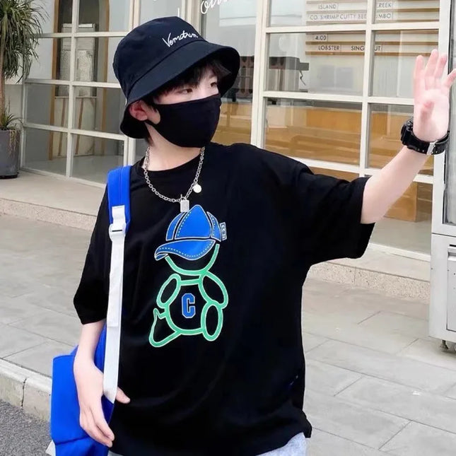 Summer Cool Kids Boy Casual Tops Cartoon Print Trendy Children's T-shirt Short Sleeve European And American Style Toddler Tees