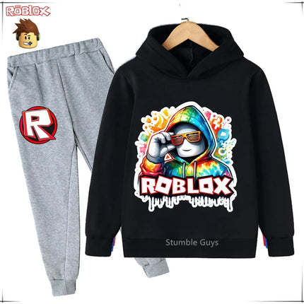 Spring Autumn Boys Clothes Girls Roblox Anime Hoodie Set 2-Piece Kids Fashion Casual Sweatshirt
