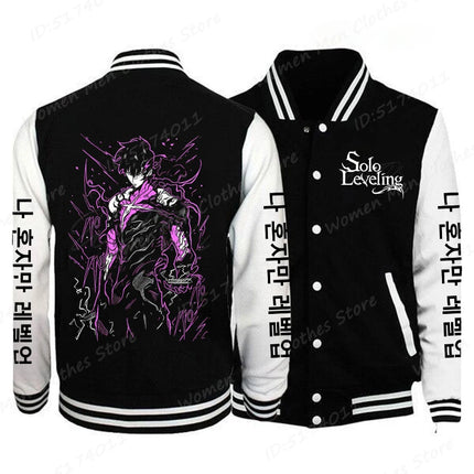 Solo Leveling Sung Jinwoo Print Baseball Jacket Men Women Fashion Street Style Coat Tops Anime Solo Leveling Anime Jacket