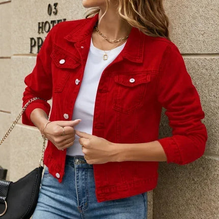 New Long Sleeve winter Slim White Black Jeans Top For Women Solid Denim Jacket Women Short Overcoat Ladies Jackets Tops
