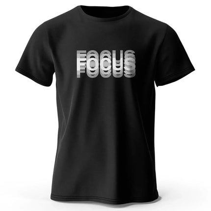 Focus Letter Minimalist Style 100% Cotton T-Shirt, Lightweight Round Neck Short Sleeve Tee, Perfect for Men & Women