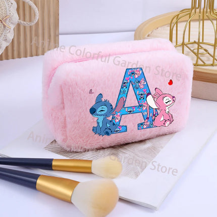 Disney Stitch Plush Cosmetic Bag for Women Anime Cartoon Fashion Makeup Pouch Girls Cosmetics Storage Bags Washing Handbag Gifts