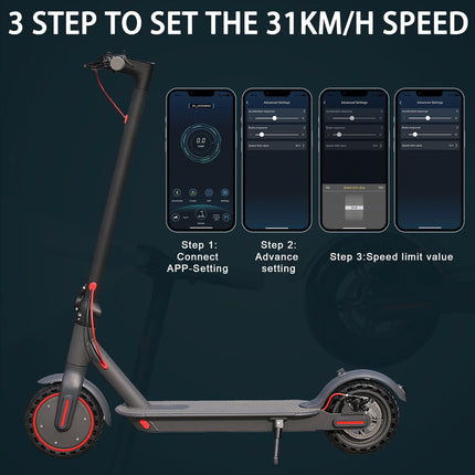 JUICEASE Smart APP Electric Scooter 8.5" Solid Tire 350W 7.8/10.5AH Battery Foldable Electric Kick Scooter 15-35KM Max Range