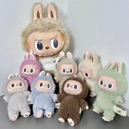 15CM Cute Labubu Plush Doll Keychain Toys Kawaii Macaroon Labubu Vinyl Face peluche Dolls Pendant Keychain Christmas  Kid Gift