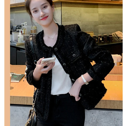 Jielur Autumn New Sweet Ladies Elegant Women Jackets Solid Street Fashion Jackets Woman Black Casual Loose Slim Coats Female