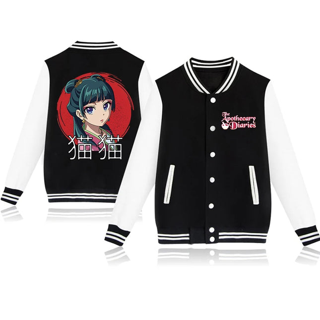 New Anime The Apothecary Diaries MAOMAO Print Baseball Jacket Men Women Autumn Winter Casual Jacket Long Sleeve Baseball Uniform