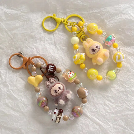 High-value Cute Cartoon Labub Doll Keychain Creative Exquisite Beaded Backpack Pendant Gift