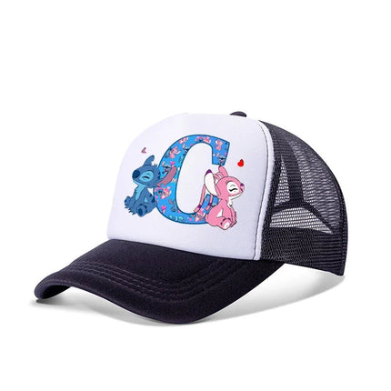 Disney Stitch Parent-child Baseball Cap Cartoon Letter A-Z Printed Peaked Cap Men Women Kids Summer Fashion Sunscreen Cute Caps