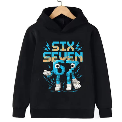 67 Six Seven Hoodies Clothing Italian Brainrot Sweatshirt Children Korean Tops Steal A BrainRot Cartoon Girls Boy Hooded Girls