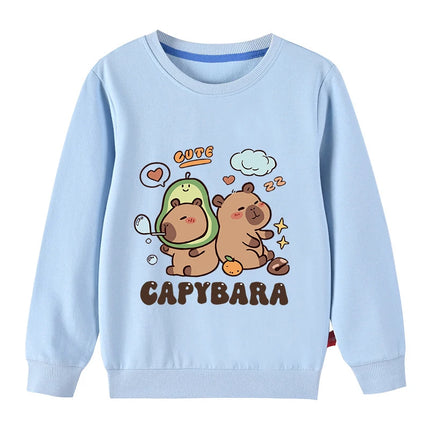 Cute Capibara Cotton Sweatshirt For Boys And Girls Children's Funny Hoodies For Autumn Kids Long Tshirt Outdoor Sports Sweater