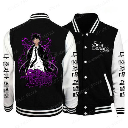 Solo Leveling Sung Jinwoo Print Baseball Jacket Men Women Fashion Street Style Coat Tops Anime Solo Leveling Anime Jacket