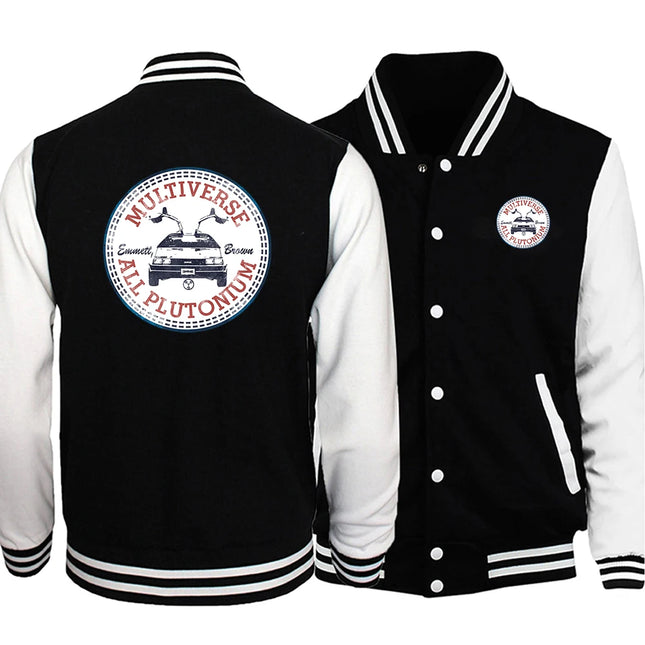 Back To The Future Out Of The Time Mens Suits New Fashion Tops Character Pattern Baseball Coats Fleece Oversized Male Clothing