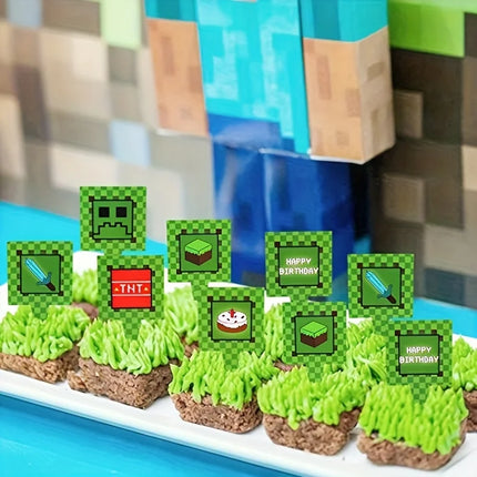 24/48pcs Minecrafte steve Diamond sword Decoratio Disposable Paper Cups cake card enderman Birthday Party Tableware Cake Cup Toy
