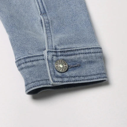 VGH Streetwear Spliced Button Chic Denim Jacket for Women Diagonal Collar Long Sleeve Patchwork Pockets Slim Short Coat Female