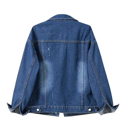 Pure Color Women's Denim Jacket Single-breasted Lapel Coat Fashion Casual Tops Green Black Red Blue Outerwear Female Overcoat