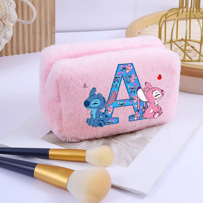 Disney Stitch Plush Cosmetic Bag for Women Anime Cartoon Fashion Makeup Pouch Girls Cosmetics Storage Bags Washing Handbag Gifts