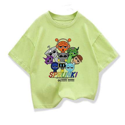 Summer Children's Short Sleeve T-Shirt  Spunki Horror Game Incredibox Tops Cartoon Clothes Tees Girls Boys Kids Cotton Clothing