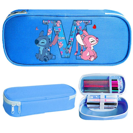 Disney Stitch Pencil Case for Students Anime High-capacity Letter A-Z Pen Bag Boys Girls Stationery Storage Box School Supplies