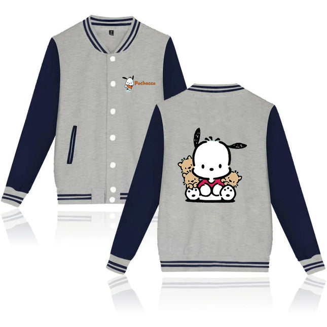 Pochacco Bomber Jacket Women Men Autumn Baseball Jacket Coat Cartoon Kid Streetwear Harajuku Bomber College Jacket