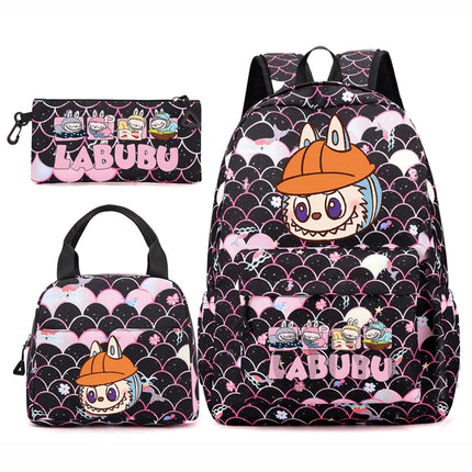 3Pcs/set Backpack for Girl School Teen Student Knapsack Women Rucksack with Lunch Bags Pencil Bag Fish Scale Style Bags