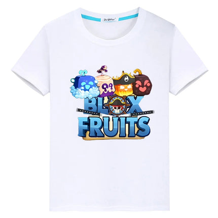 New Game Blox Fruits 100%Cotton t shirt for kids boy 10years anime Tees Short Tops pride tshirt y2k one piece kids clothes girls
