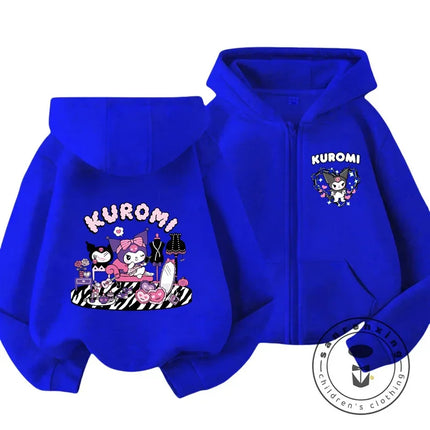 Children's Hoodies Child Sweatshirt Girls Cute Cartoon Hello Kitty Kuromi and Friend Sanrio Animal Printed Kids Zipper Clothes