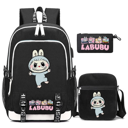 3Pcs/set Cute Backpack Shoulder Bag Pencil Case Boy Girl Teen Student Backpack Schoolbag Women Large Capacity Travel Bag Mochila