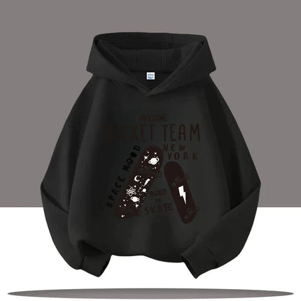 Autumn Winter Skateboard Cool Print 7-13Y Children's Hoodie Warm Girl Casual Top Kid Casual Clothes Boy Sportswear Sweatshirt