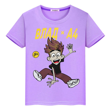 мерч A4 pride tshirt 100% Cotton Print T-shirt Kawaii Short y2k one piece Влад А4 Бумага anime Tees boys Tops kids clothes girl