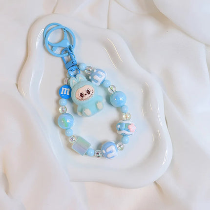 High-value Cute Cartoon Labub Doll Keychain Creative Exquisite Beaded Backpack Pendant Gift