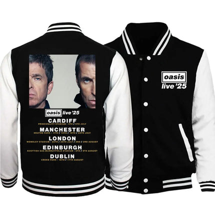The Oasis Live 25 Tour 2025 Print Baseball Uniform Jacket Harajuku Baseball Jackets for Men Clothing Tops