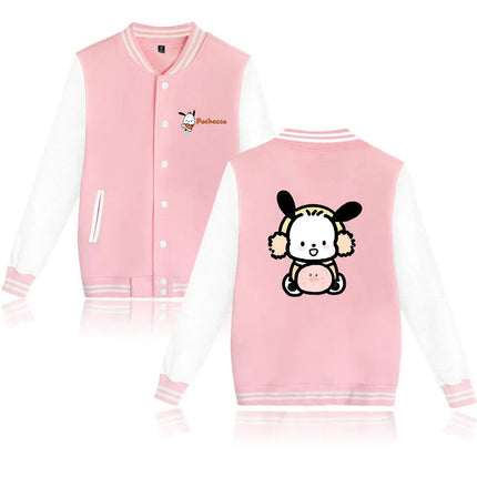 Pochacco Bomber Jacket Women Men Autumn Baseball Jacket Coat Cartoon Kid Streetwear Harajuku Bomber College Jacket