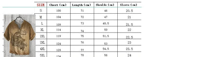 Fashion retro distressed linen breathable men's shirt men's clothing art illustration print fashion v-neck henley men's shirt