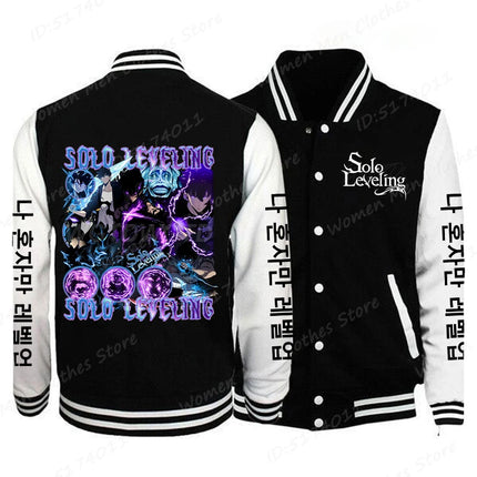 Solo Leveling Sung Jinwoo Print Baseball Jacket Men Women Fashion Street Style Coat Tops Anime Solo Leveling Anime Jacket
