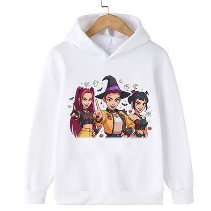 Halloween KPop Demon Hunters Hoodies Children Clothes Kid Girl Boy Cartoon Sweatshirt Hoody Baby Casual Top Streetwear