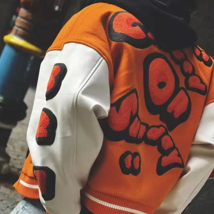 Embroidery Varsity Jacket Men PU Leather Sleeves Oversized Bomber Jackets Women Baseball Coats Streetwear Men Clothing