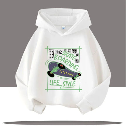 Autumn Winter Skateboard Cool Print 7-13Y Children's Hoodie Warm Girl Casual Top Kid Casual Clothes Boy Sportswear Sweatshirt