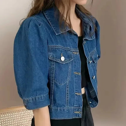 Fashion Womens Retro Denim Jacket Casual Short Denim Cardigan Coat Spring Summer Famale Jeans Jackets Outerwear