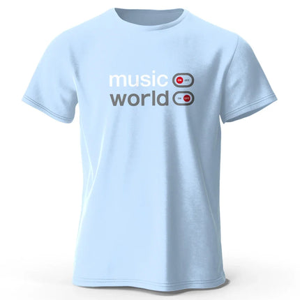 Men's Music World Printed T-Shirt 100% Cotton Oversized Classic Funny Graphic Tees for Men Women Summer Tops